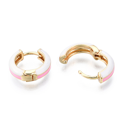 Brass Huggie Hoop Earrings EJEW-S209-07E-1