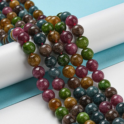 Natural Green Jade Imitation Tourmaline Beads Strands G-B046-08D-1