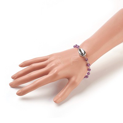 Natural Amethyst Beads Bracelets BJEW-JB03954-03-1