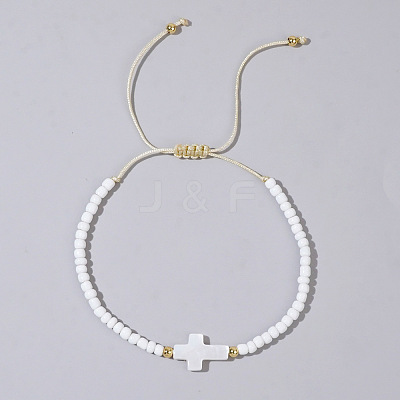 Glass Seed Beads & Brass Braided Beaded Bracelets TV0952-10-1