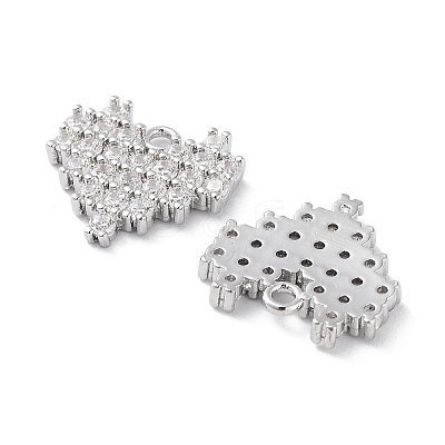 Brass Micro Pave Clear Cubic Zirconia Charms KK-F871-46P-1