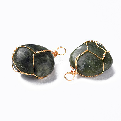 Natural Olive Quartz Pendants G-N332-50-09-1