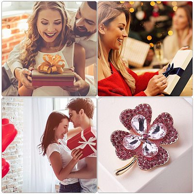 Cubic Zirconia Clover Brooch Pin JBR105C-1