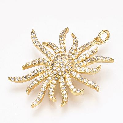 Brass Micro Pave Cubic Zirconia Pendants ZIRC-T004-21G-1