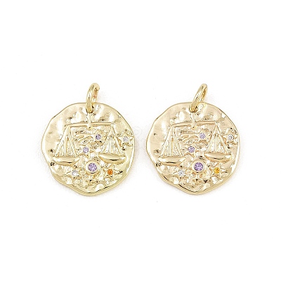 Brass Micro Pave Colorful Cubic Zirconia Charms CU-CBA764E-03-G-1