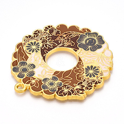 Rack Plating Alloy Enamel Big Pendants ENAM-N056-394B-G-1