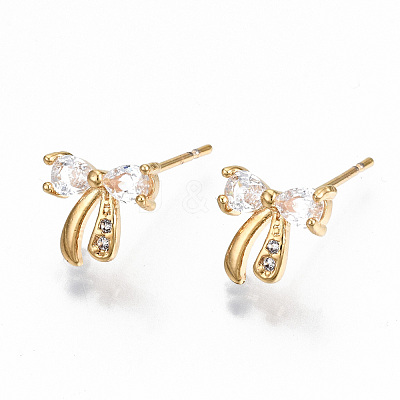 Brass Stud Earrings KK-T062-43G-NF-1