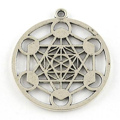 Tibetan Style Alloy Spiritual Geometric Pendants TIBEP-R348-39AS-RS-1