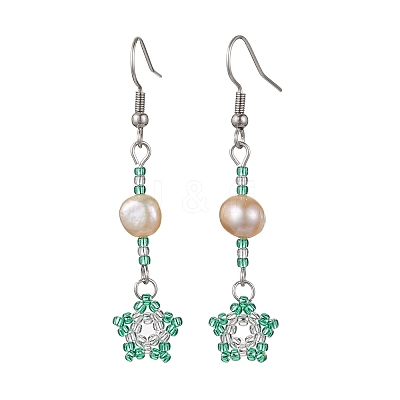 Natural Pearl Dangle Earrings EJEW-MZ00120-05-1