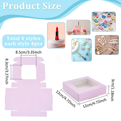 16Pcs 4 Colors Foldable Square Paper Storage Gift Boxes CON-PH0003-19-1
