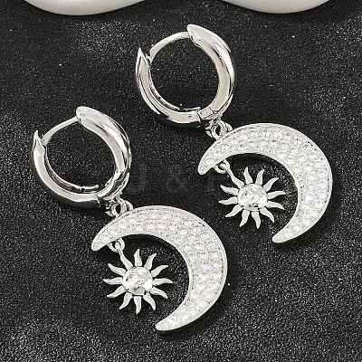 Brass Micro Pave Cubic Zirconia Hoop Dangle Earrings KK-CBA8324-05B-P-1