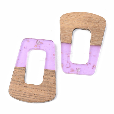 Transparent Resin & Walnut Wood Pendants RESI-S389-034A-B01-1
