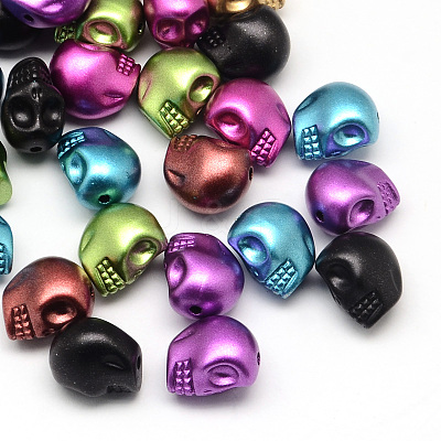 Matte Spray Painted Skull Acrylic Beads ACRP-Q017-02-1