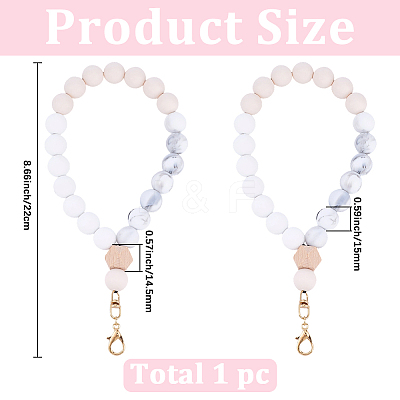 1Pc Silicone & Wood Pendant Decorations HJEW-BM0001-61D-1