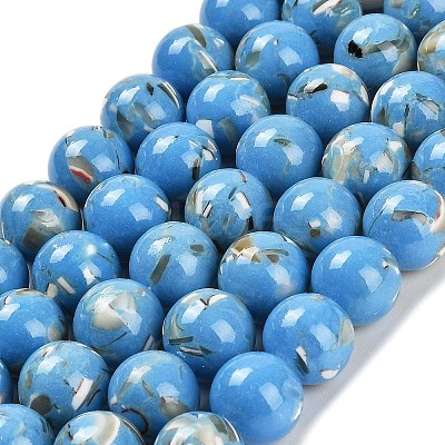 Assembled Synthetic Stone and Trochus Shell Beads Strands G-B128-08D-08-1