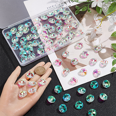 80Pcs Octagon Sew on Glass Rhinestone GLAA-SP0001-82B-01-1