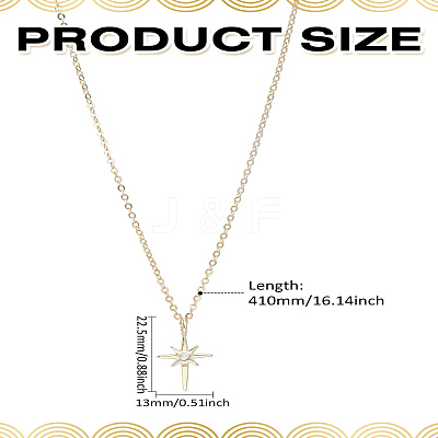 1Pc Star Brass & Iron & Rhinestone Pendant Necklaces NJEW-LP0004-15G-1