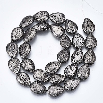 Electroplated Natural Lava Rock Bead Strands G-T131-87-1
