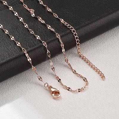 Brass Dapped Chains Necklaces for Women NJEW-D302-23RG-1
