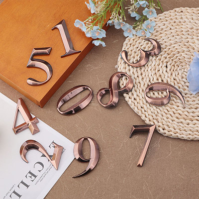 10Pcs 10 Styles 3D Digits ABS Plastic Room Number Plaque FIND-GL0001-47-1
