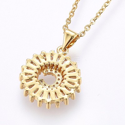 Brass Micro Pave Cubic Zirconia Initial Pendant Necklaces NJEW-H486-30G-C-1