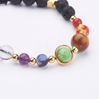 Adjustable Gemstone Braided Bead Bracelets BJEW-P186-C01-1