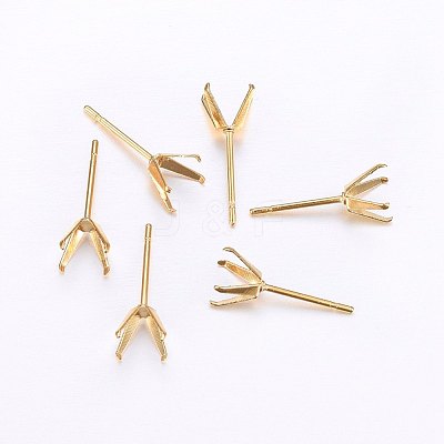 304 Stainless Steel Prong Earring Settings STAS-O098-06G-04-1