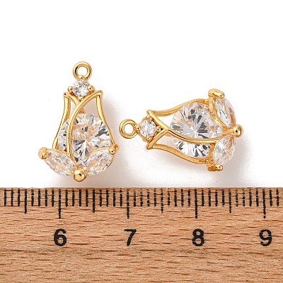 Brass Micro Pave Cubic Zirconia Pendants X-KK-K382-46G-1