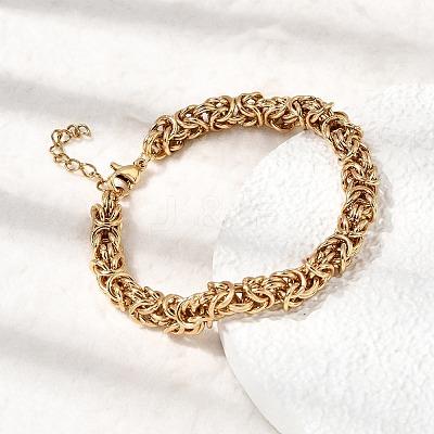 304 Stainless Steel Byzantine Chains Bracelets for Women BJEW-P399-01A-G-1