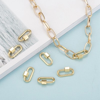 Brass Screw Carabiner Lock Charms KK-T047-08G-1