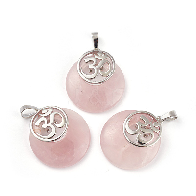 Natural Rose Quartz Pendants KK-F751-L-A12-1