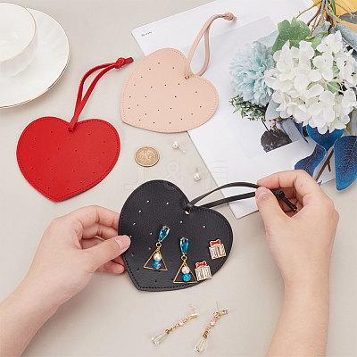 3Pcs 3 Colors Imitation Leather Earring Display Cards EDIS-FG0001-66-1