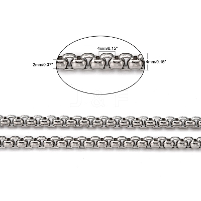 Tarnish Resistant Men's Jewelry Making 304 Stainless Steel Box Chains CHS-A003F-4.0mm-1