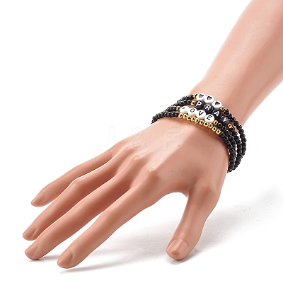 Pray & Love Acrylic Beads Stretch Bracelet Set for Gift BJEW-JB06679-1