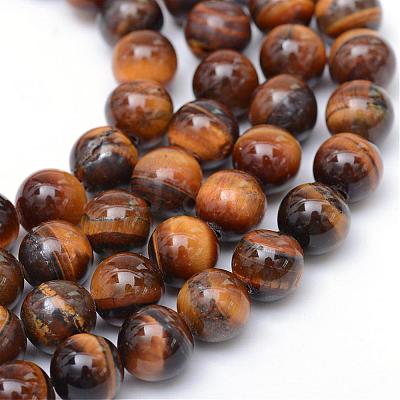 Round Natural Tiger Eye Bead Strands G-R345-4mm-25-1