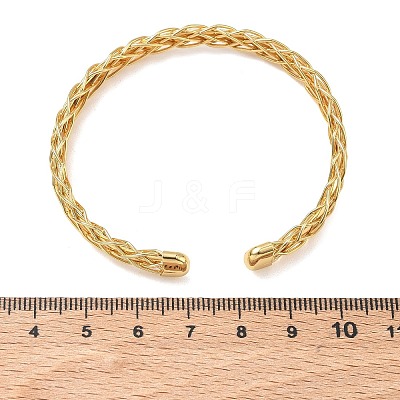 Braided Brass Cuff Bangles for Women BJEW-C157-01G-1