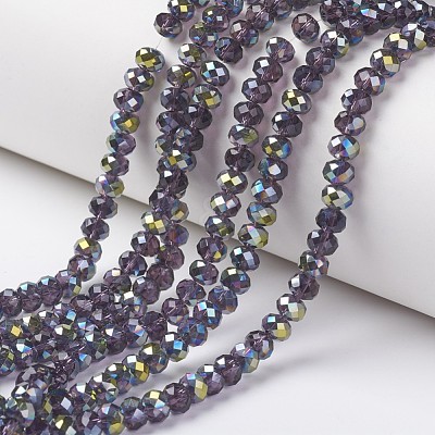 Electroplate Transparent Glass Beads Strands EGLA-A034-T4mm-S07-1