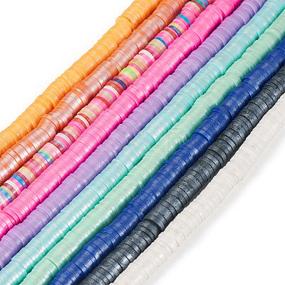 10 Strands 10 Colors Handmade Polymer Clay Beads Strands CLAY-TA0001-20-1