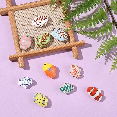 10Pcs 10 Styles Handmade Porcelain Beads PORC-YW0001-30-1