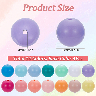 56Pcs 14 Colors Opaque Acrylic Beads MACR-SC0001-37-1