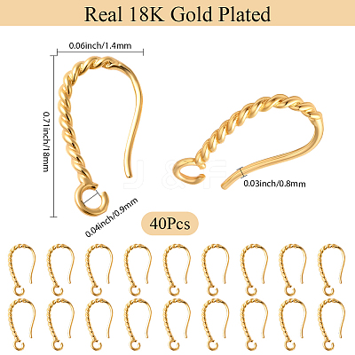 40Pcs Long-Lasting Plated Brass Ear Wire KK-SC0006-50-1