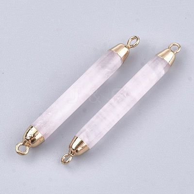 Electroplate Natural Rose Quartz Links connectors G-S344-73H-1