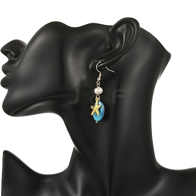 Ocean 304 Stainless Steel with AB Color Freshwater Shell Dangle Earrings EJEW-JE07382-1