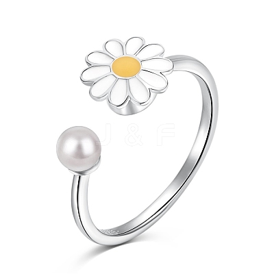 Rhodium Plated 925 Sterling Silver Open Finger Rings RJEW-A019-50P-1