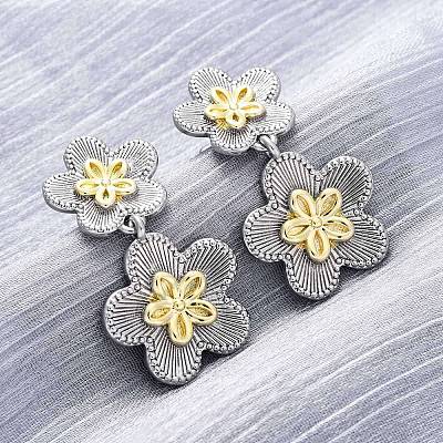 Flower Brass Dangle Stud Earrings EJEW-H158-11GP-1