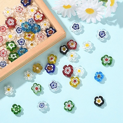 45Pcs 4 Styles Handmade Millefiori Glass Beads LAMP-YW0001-65-1
