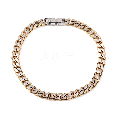 304 Stainless Steel Cuban Link
Chain Bracelets for Women BJEW-F527-05G-1