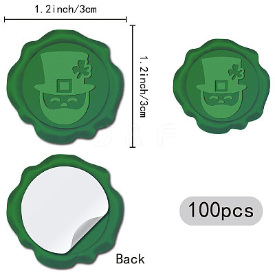 100Pcs Saint Patrick's Day Adhesive Wax Seal Stickers DIY-CP0010-17D-1