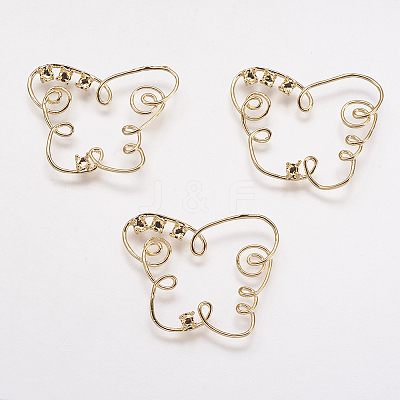 Brass Connectoe Rhinestone Settings KK-F731-55G-1