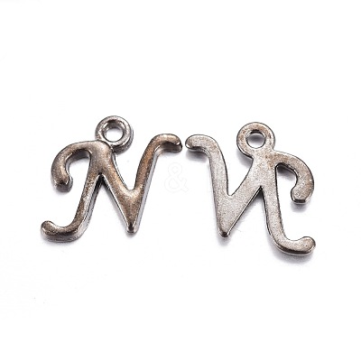 Gunmetal Plated Alloy Letter Pendants X-PALLOY-J718-01B-N-1